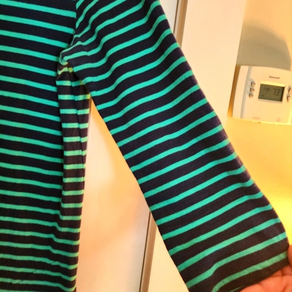 - Garnet Hill Knit Cotton Midi Dress Size 4 Team Nautical Navy Stripe Bea… - Picture 2 of 9